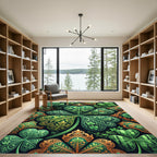 Emerald Green Clover Medallion Artwork Rug