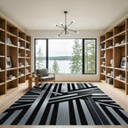 Monochrome Geometric Linear Metal Abstract Rug