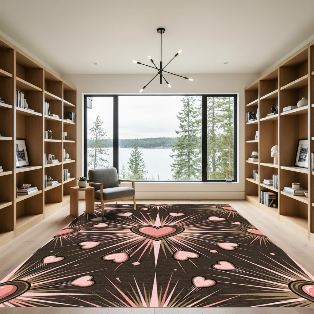 Pink Chocolate Hearts Burst Compositon Rug