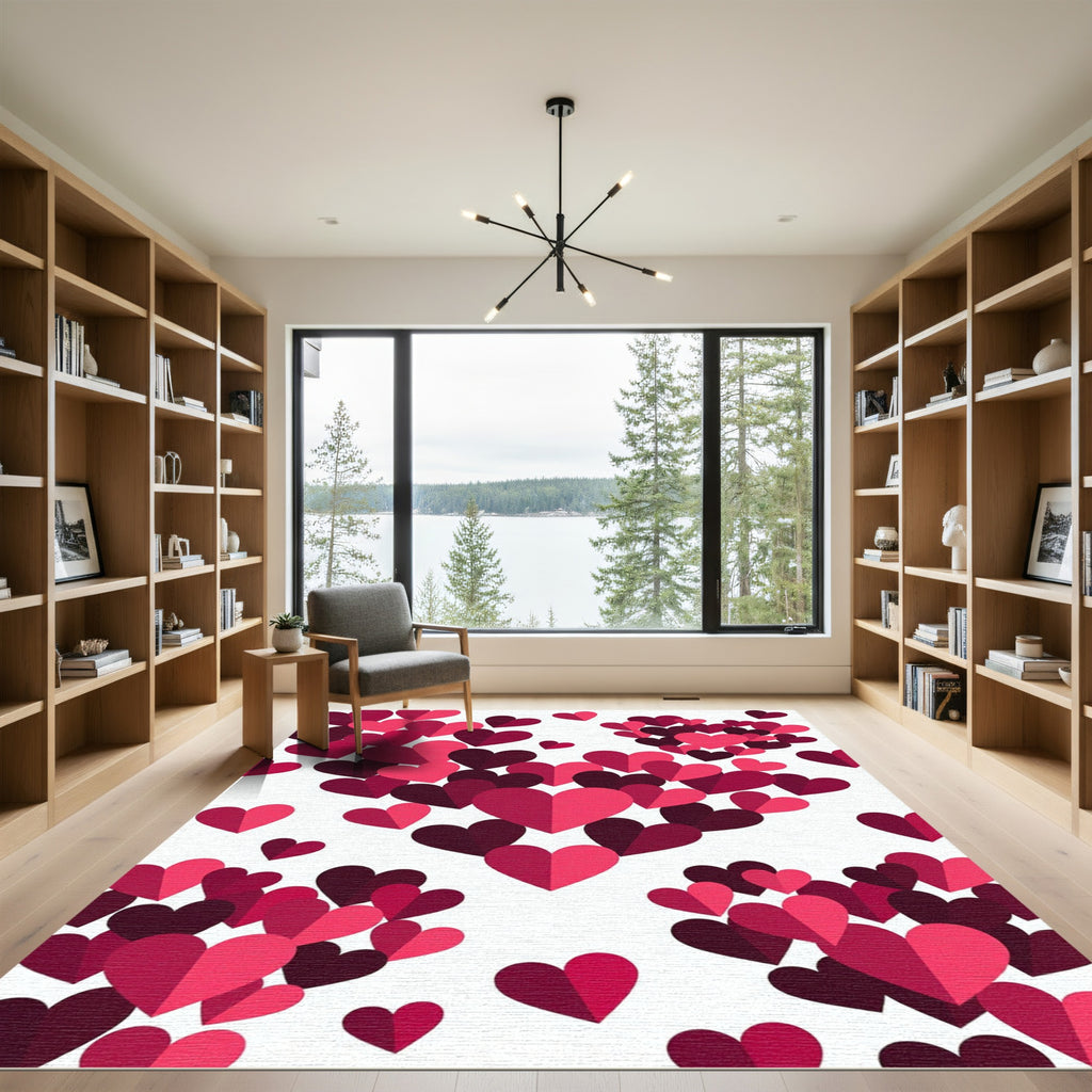 Crimson Pink Heart Scatter Rug