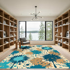 Aqua Teal Blue Splatter Explosion Rug