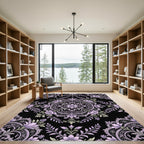 Elegant Lavender Floral Lace Medallion Rug