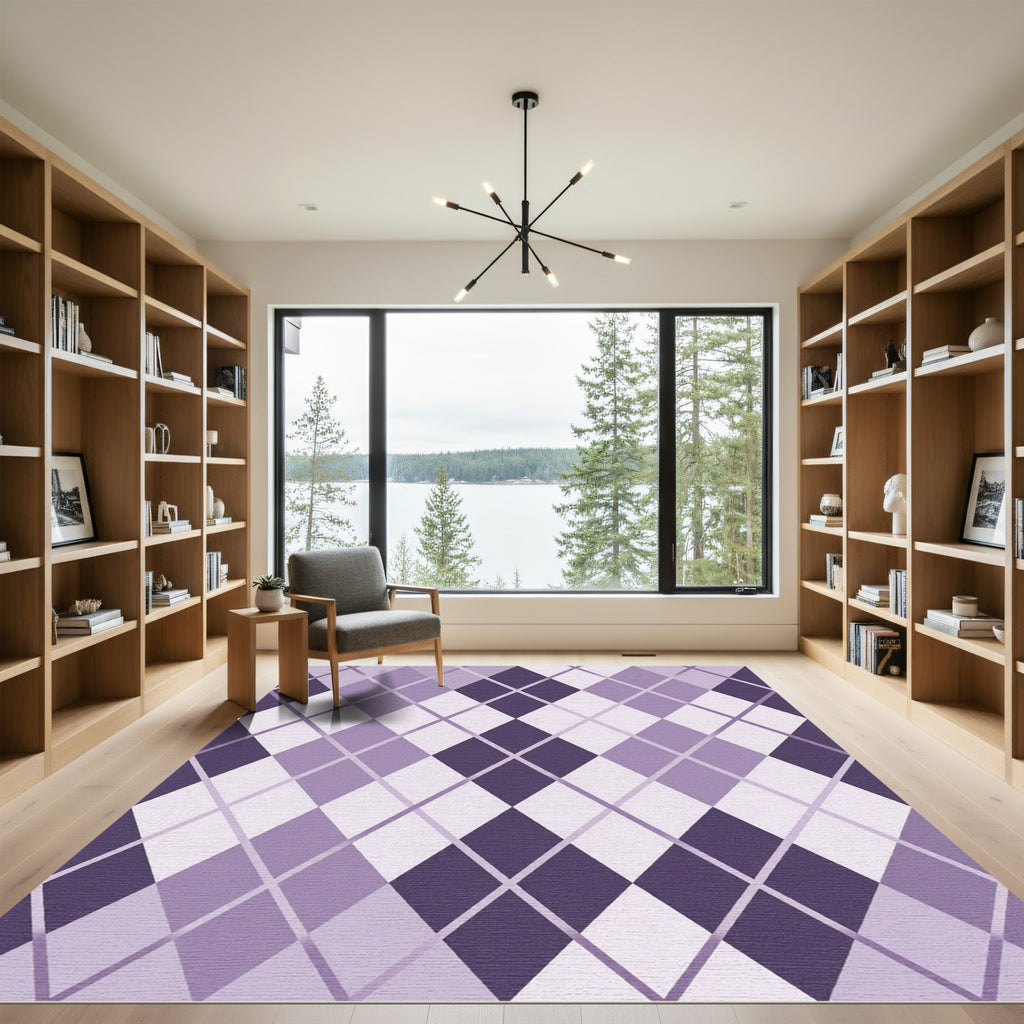 Sophisticated Purple Geometric Argyle Rug