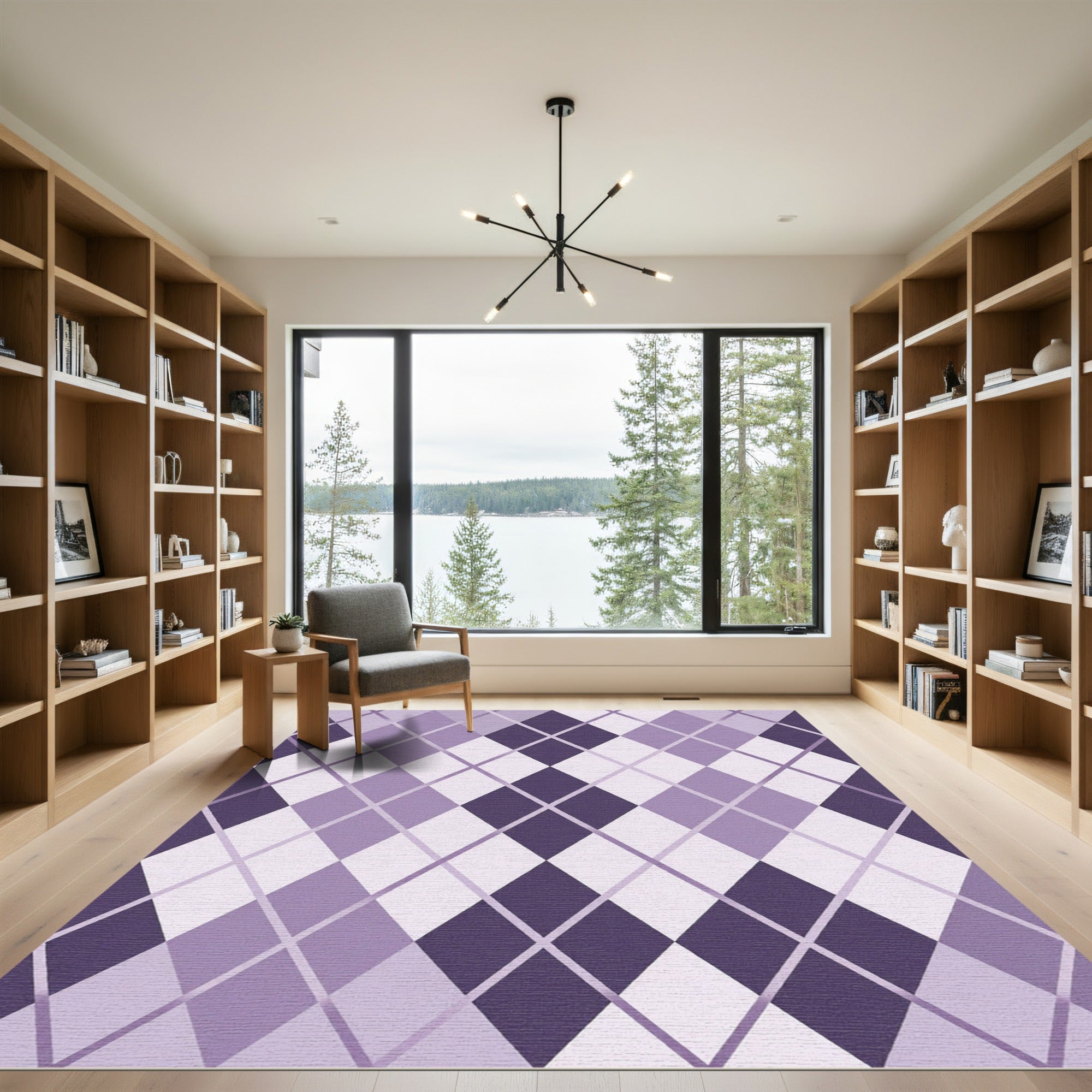 Sophisticated Purple Geometric Argyle Rug
