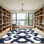Navy Nautical Rope Knot Bow Rug