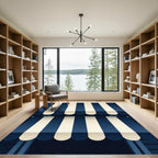 Navy and Cream Vertical Striped Awning Rug