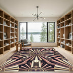 Art Deco Pink Gold Heart Burst Rug