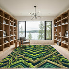 Mossy Green Geometric Trellis Vine Rug