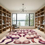 Charming Pink Bow Seamless Illustration Rug