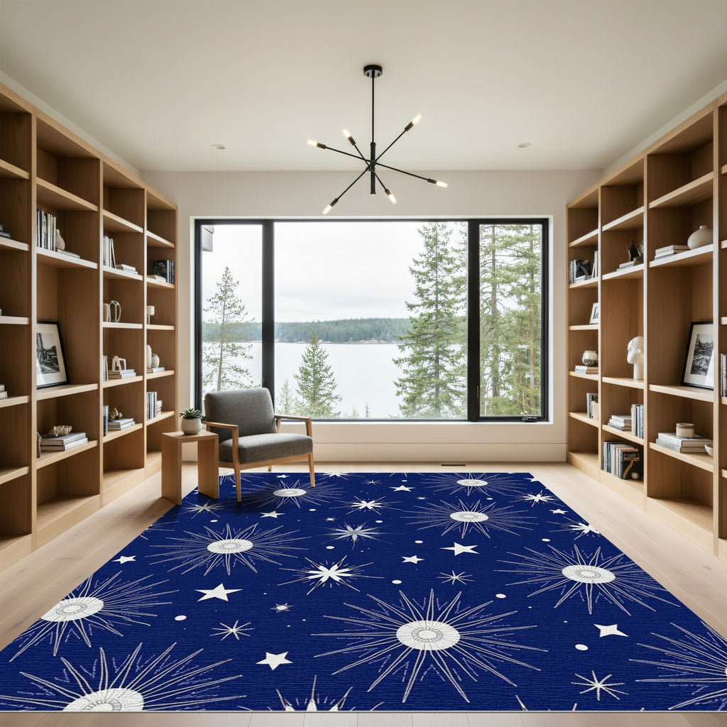 Deep Blue Starburst Cosmic Radiance Rug