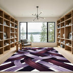 Interwoven Plum and Lavender Abstract Swirls Rug