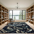 Dramatic Gray Mountain Peaks Rug