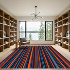 Bold Orange Blue Vertical Stripes Rug