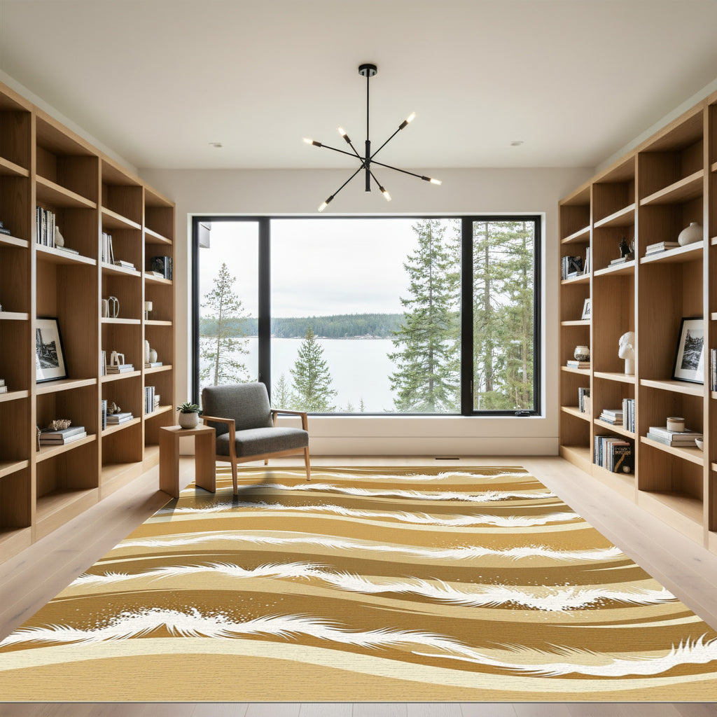 Organic Bronze Flowing Wave Accent Rug
