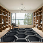 Dark Gray Geometric Hexagonal Stacks Rug