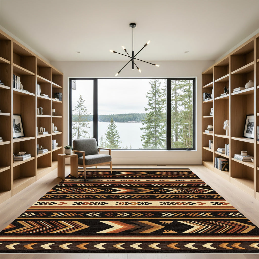 Tribal Brown Arrow Stripes Rug