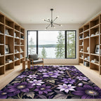 Elegant Purple Clematis Floral Trellis Rug