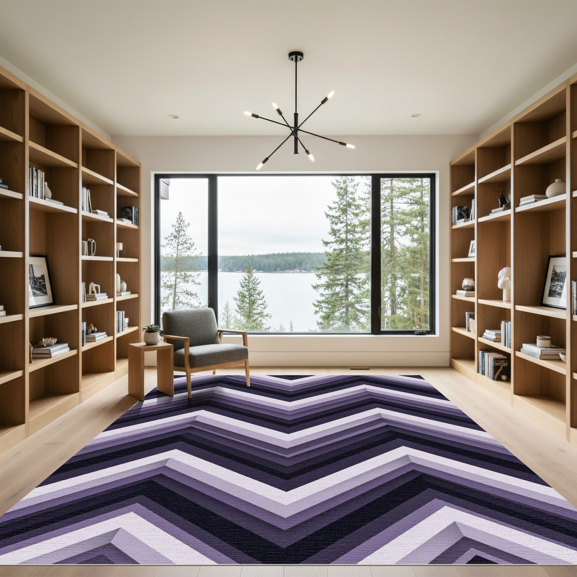 Modern Purple Geometric Zigzag Chevron Rug