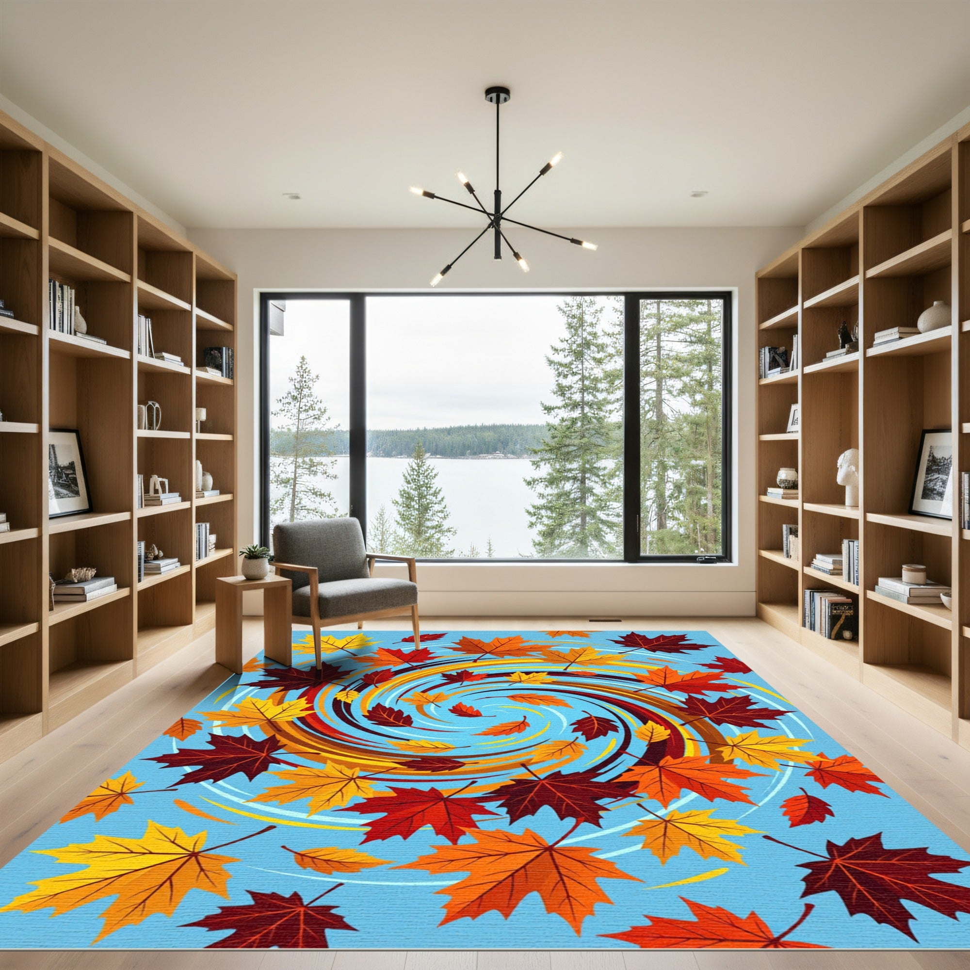 Whimsical Autumn Maple Swirl Rug