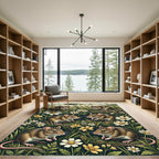 Whimsical Meadow Mice with Wildflowers Rug