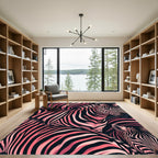 Vibrant Pink Striped Abstract Zebra Rug