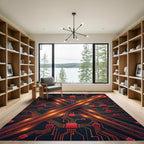Circuit Board Red Circuitry Abstract Rug