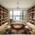 Whimsical Baby Chimpanzee Jungle Portrait Rug