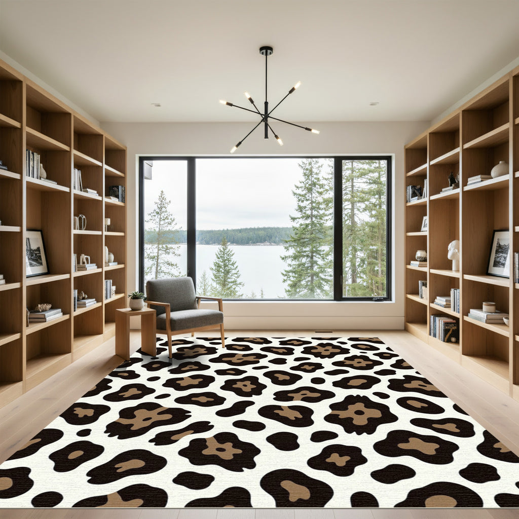 Classic Tan And Black Leopard Spots Rug