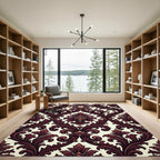 Rich Burgundy Acanthus Leaf Scroll Rug