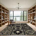 Black Gold Celestial Tile Medallion Rug