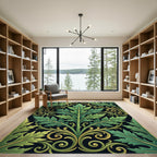 Lush Emerald Acanthus Scroll Art Rug