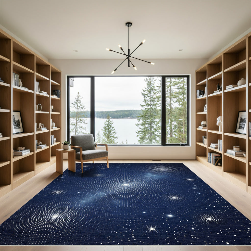 Midnight Celestial Radiant Constellation Sky Rug