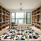 Cute Panda and Bamboo Forest Illustration Rug
