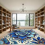 Deep Blue Floral Splendor Rug