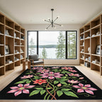 Elegant Pink Clematis Floral Botanical Rug