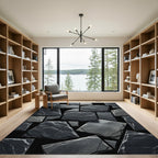 Dark Gray Stone Mosaic Rug