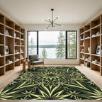Olive Green Starburst Geometric Mandala Rug