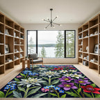 Vibrant Alpine Edelweiss and Wildflower Meadow Rug