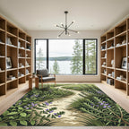 Scenic Meadow Path Violet Blossoms Rug