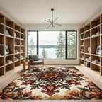Vintage Autumnal Foliage Ornate Medallion Rug