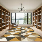 Mid-Century Earthy Geometric Triangles Rug