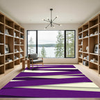 Deep Purple Cream Intersecting Stripes Rug