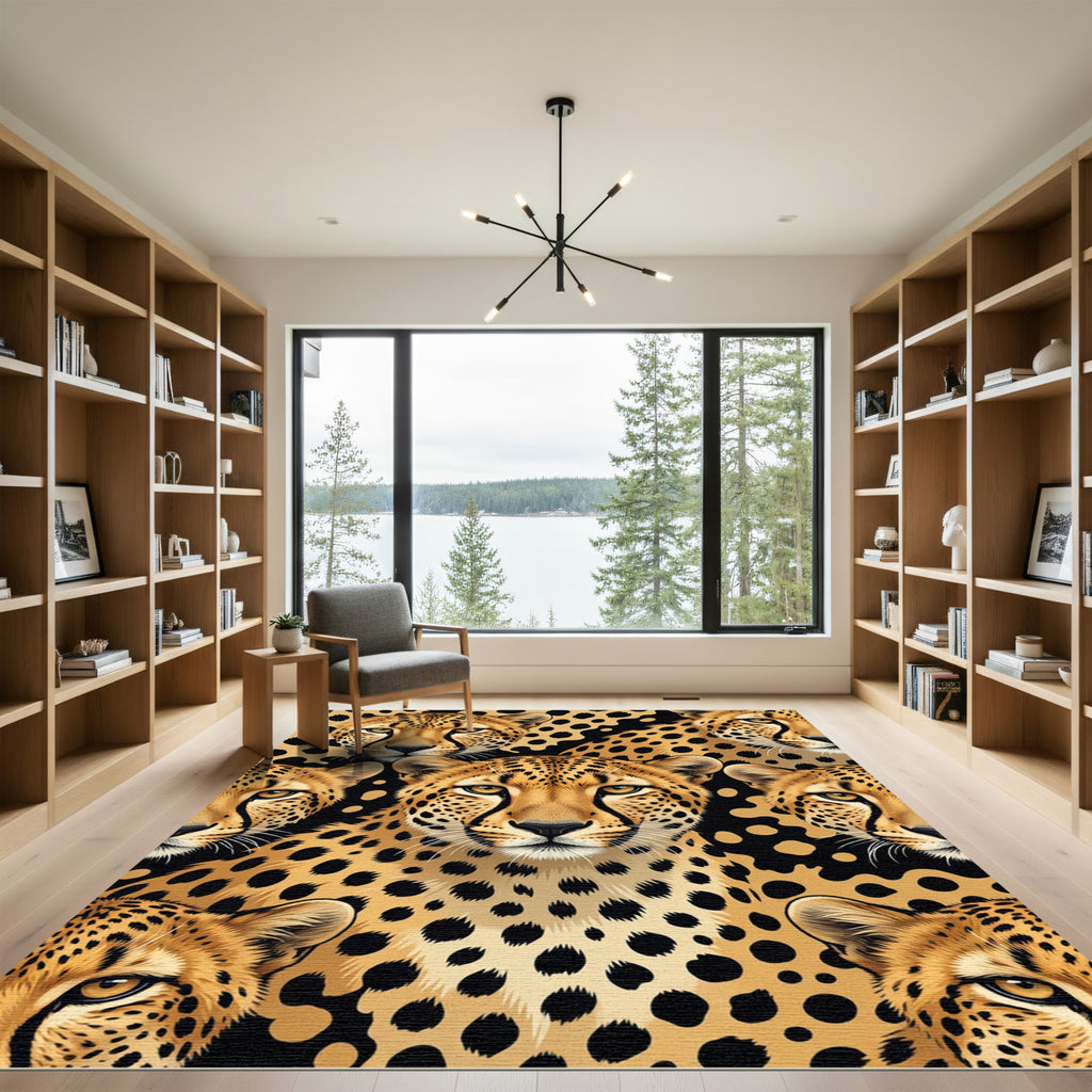 Majestic Golden Cheetah Spotted Portrait Rug