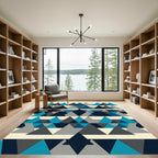 Geometric Peak Triangles in Azure Slate Rug