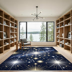 Cosmic Midnight Gold Starburst Constellation Rug