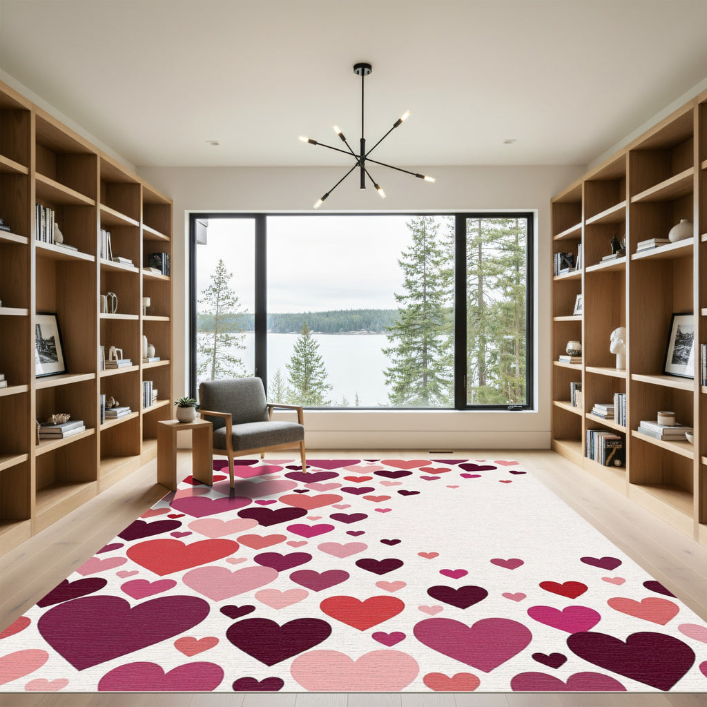 Floating Romantic Hearts Minimalist Art Rug