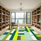 Modern Abstract Geometric Lime Green Rug