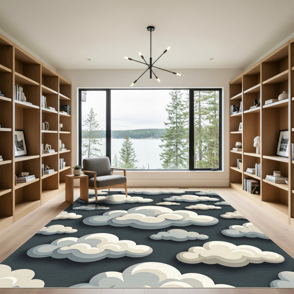 Whimsical Cream Cloud Sky Rug