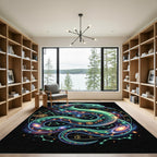 Cosmic Emerald Serpent Celestial Constellation Rug