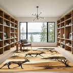 Safari Antelope Desert Landscape Illustration Rug